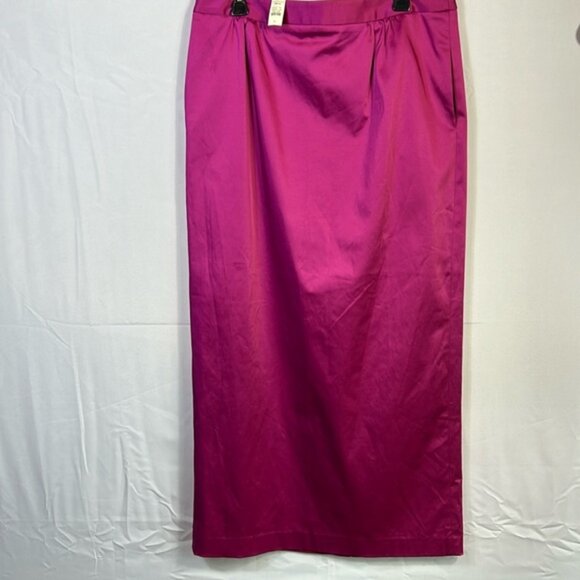 Talbots Pink Satin Maxi Skirt Size 14 New 2 Front Pockets Lined Back Split - Picture 1 of 7
